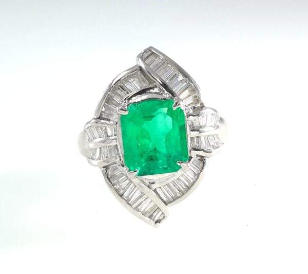 Platinum Emerald And Baguette Diamond Ring Provident Jewelery