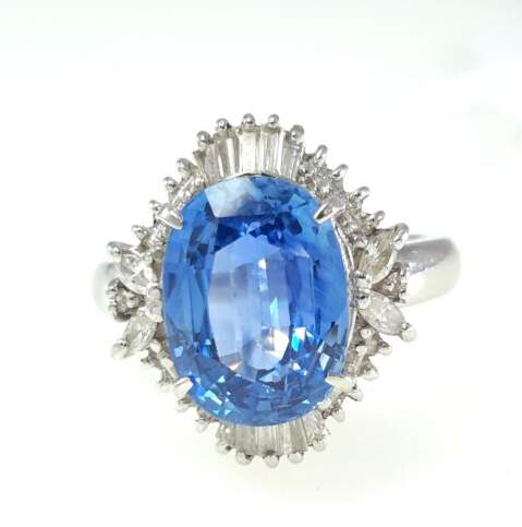 Platinum Oval Sapphire And Diamond Halo Ring Provident Jewelery