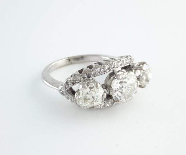 18K White Gold Three Stone Diamond Ring 3 Diamond= ~2.80 Ctw Provident Jewelery