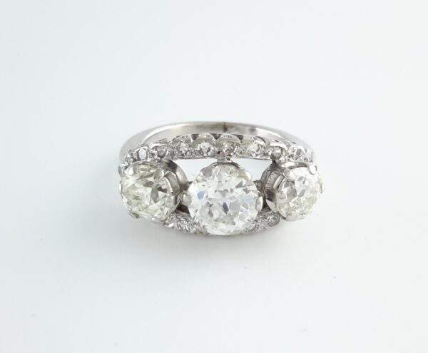 18K White Gold Three Stone Diamond Ring 3 Diamond= ~2.80 Ctw Provident Jewelery
