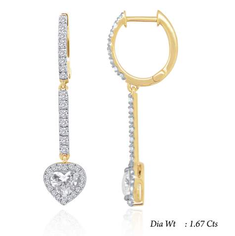 14K White Gold Diamond Dangle Earrings