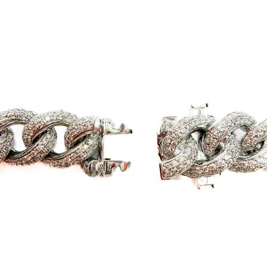 14K White Gold Diamond Pave' Curb Link Bracelet Provident Jewelery