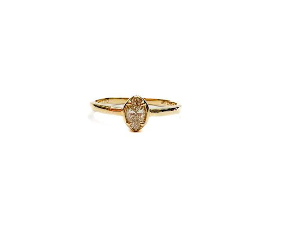 14K Yellow Gold Diamond Marquise Stackable Ring, D=~.31ct