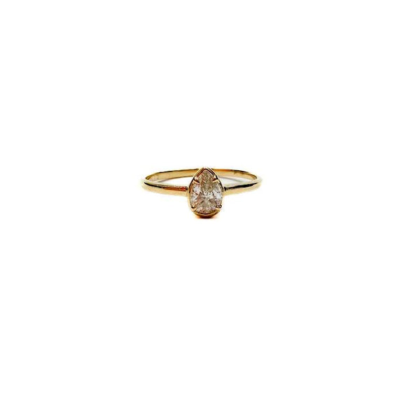 14K Yellow Gold Diamond Pear Shaped Ring, D=~.38ctw