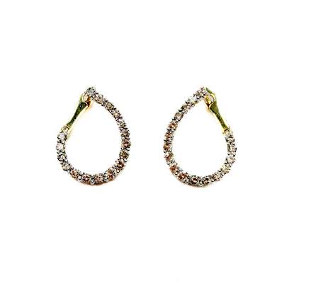 14K Yellow Gold Diamond Side post earrings with lever back, D=~1.00ctw Provident Jewelery