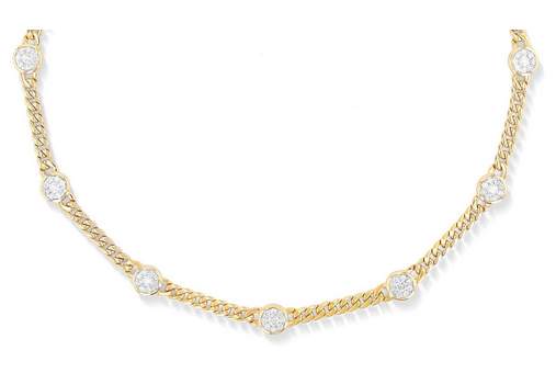 18K Curb Link Necklace with Diamonds