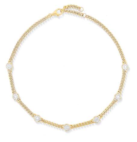 18K Curb Link Necklace with Diamonds