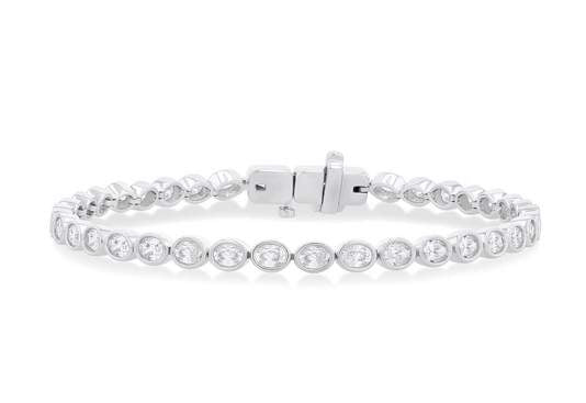 14K Bezel Set Oval Diamond Bracelet