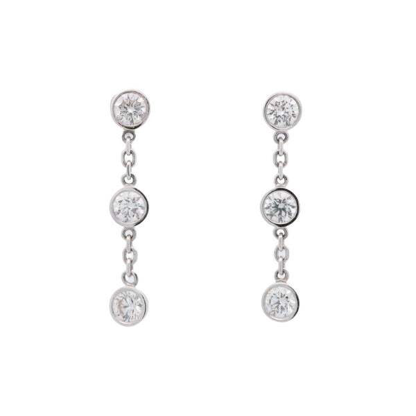 14K Bezel Set 3 Diamond Dangle Earrings Provident Jewelery