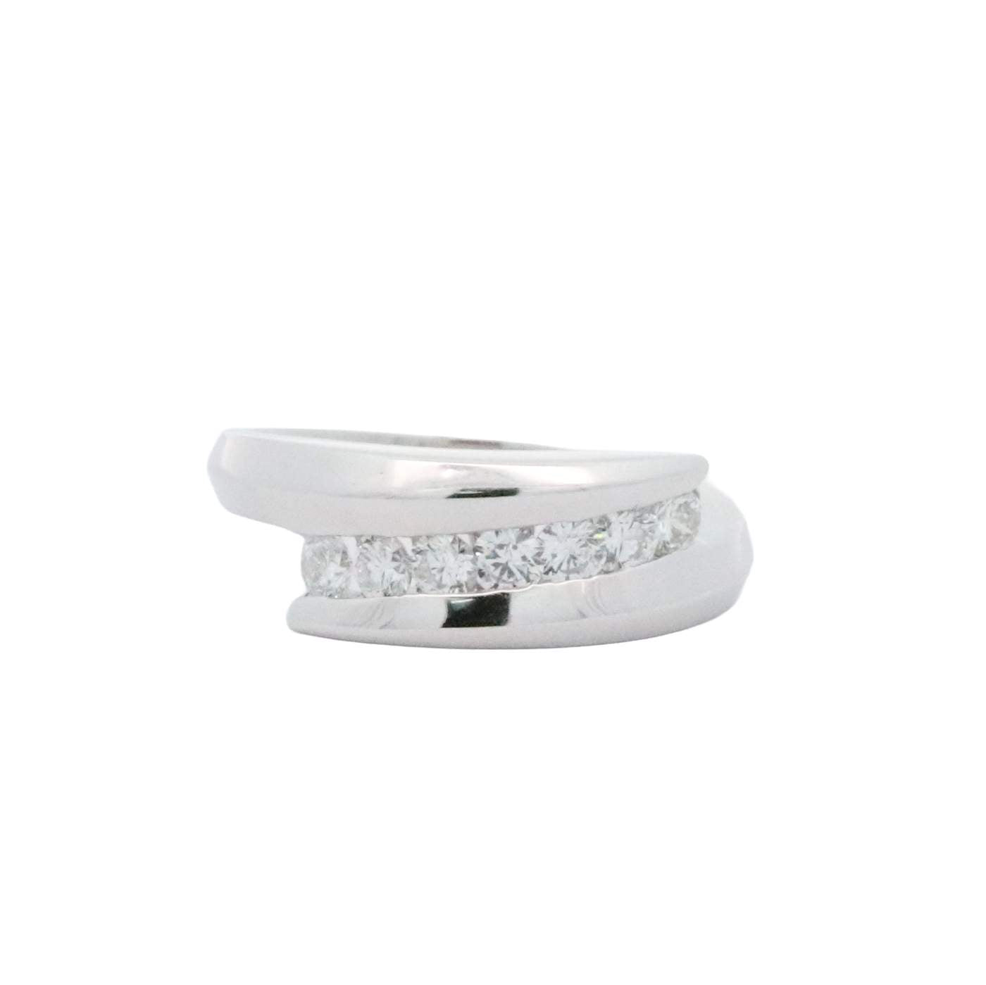 14K Channel Set Round Diamond Bypass Style Ring