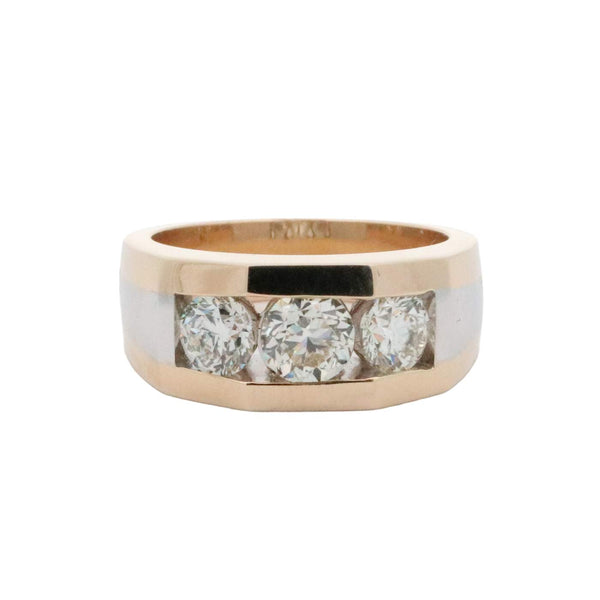 14K Gold, 3 Round Channel set Diamond Ring