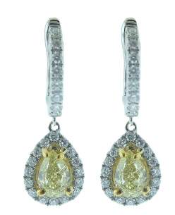 18K Yellow Diamond Dangle Earrings