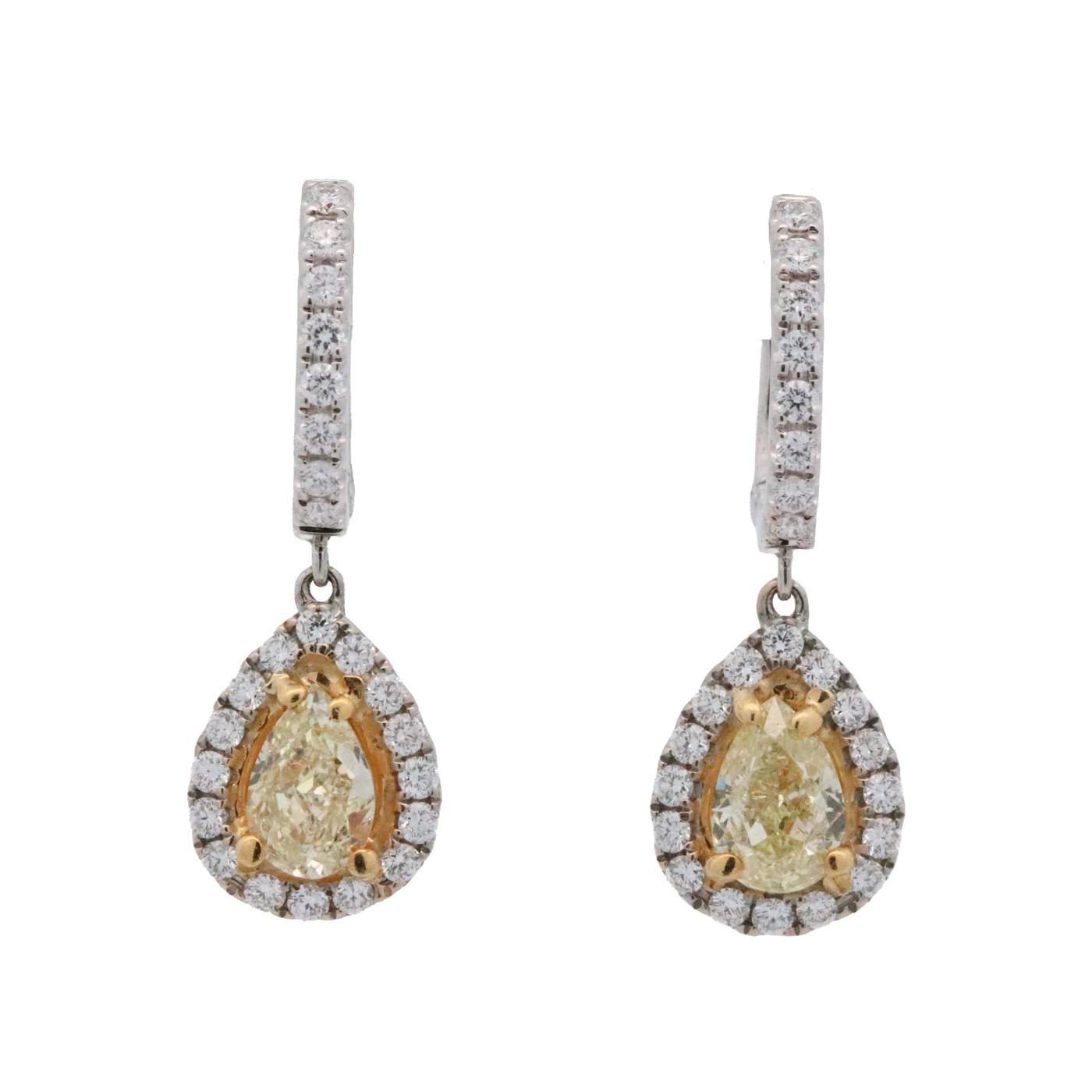 18K Yellow Diamond Dangle Earrings