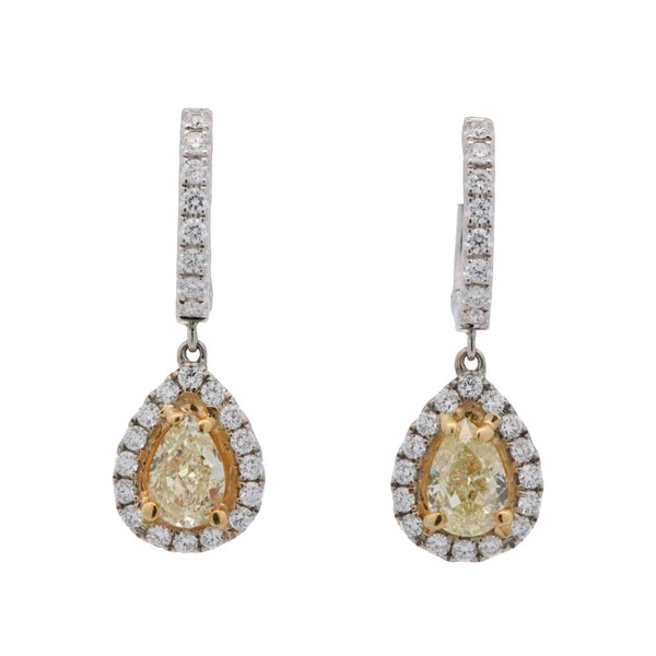 18K Yellow Diamond Dangle Earrings