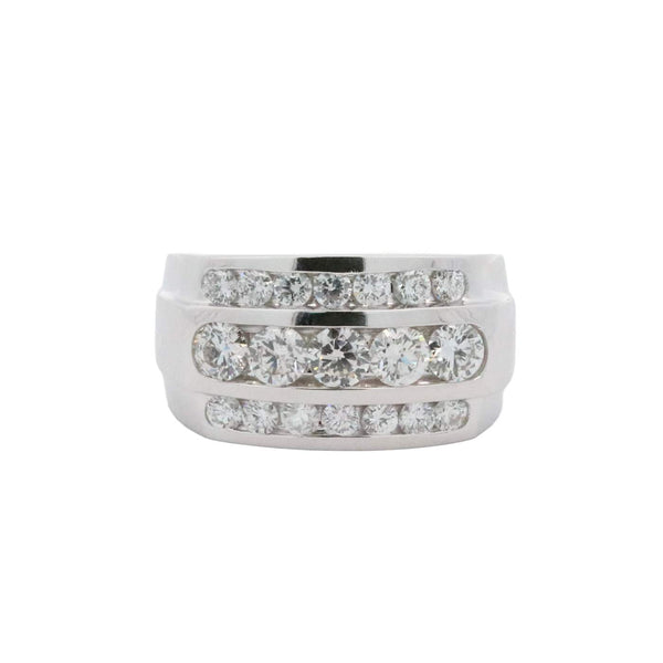 14K 3 Row Round Diamond Ring
