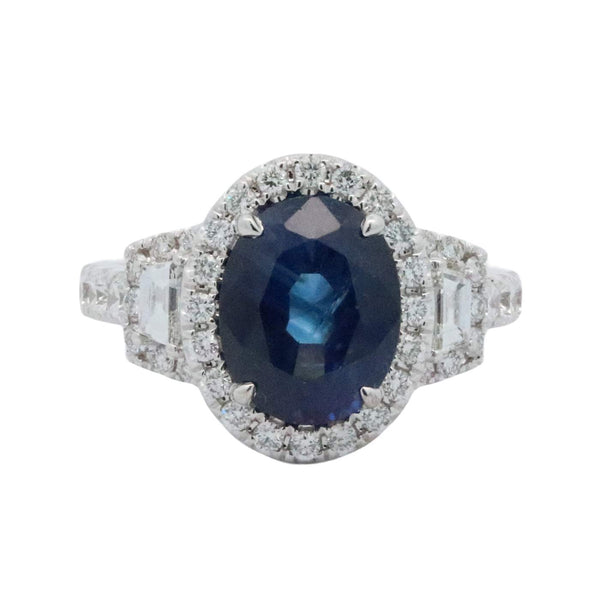 18K Oval Sapphire and Diamond Ring