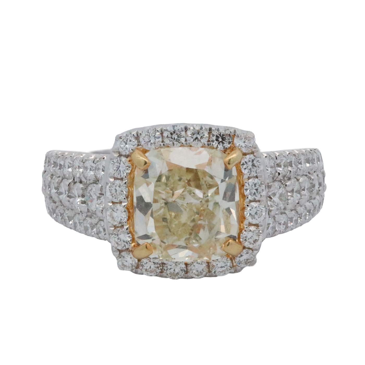 18K Cushion Cut Yellow Diamond Ring Provident Jewelery