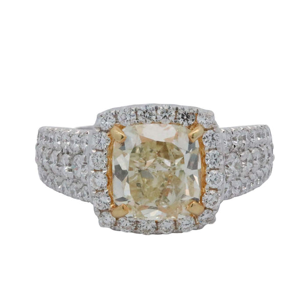 18K Cushion Cut Yellow Diamond Ring Provident Jewelery
