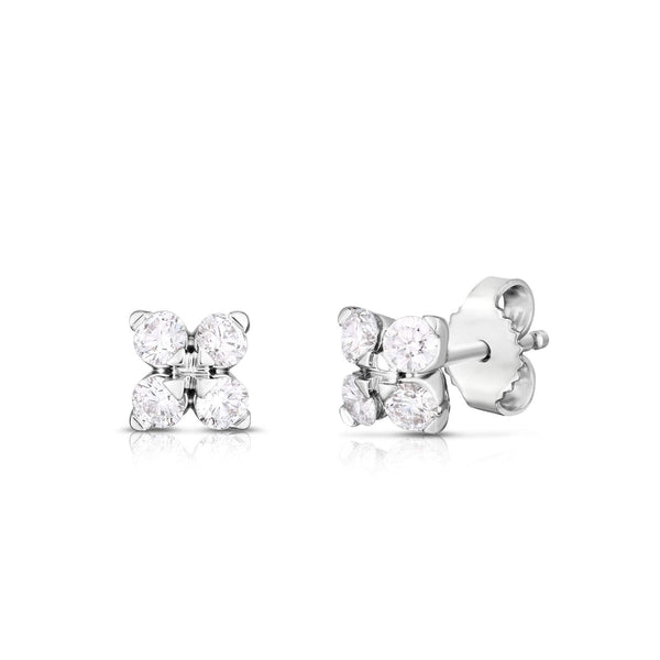 Roberto Coin 18K Love In Verona Small Flower Diamond Stud Earrings Provident Jewelery