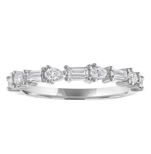 14K Pear And Emerald Cut Diamond Ring