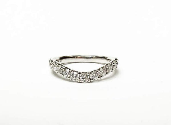 14K White Gold Curved Diamond Wedding Band 14 Round Diamond= ~0.78 Ctw G/VS2