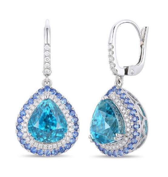 New Levian Couture 18K  Blue Zircon Earrings