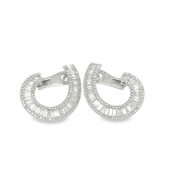 Ruchi New York, 18K Round And Baguette Diamond Open Circle Earrings