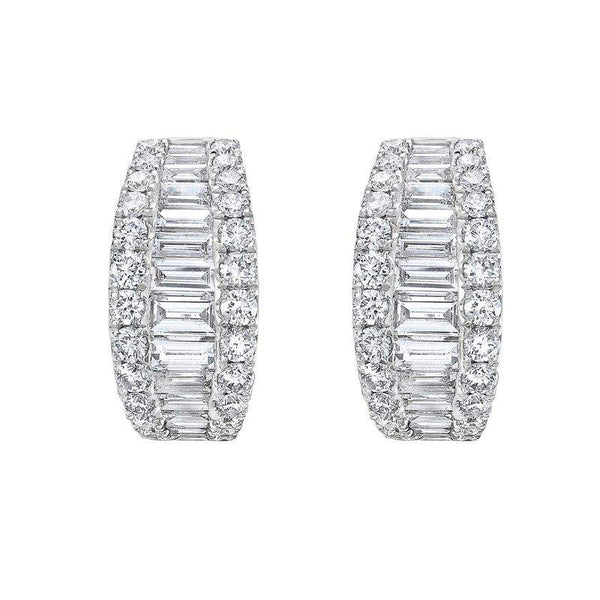Ruchi New York, 18K Round And Baguette Diamond Hoops/Huggies Earrings