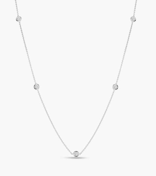Roberto Coin 18k  White Gold Diamonds by the inch 5 station necklace D=0.23ctw