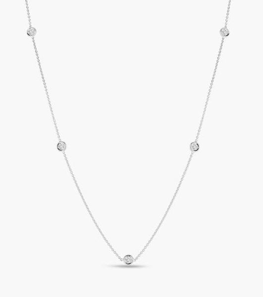 Roberto Coin 18k  White Gold Diamonds by the inch 5 station necklace D=0.23ctw