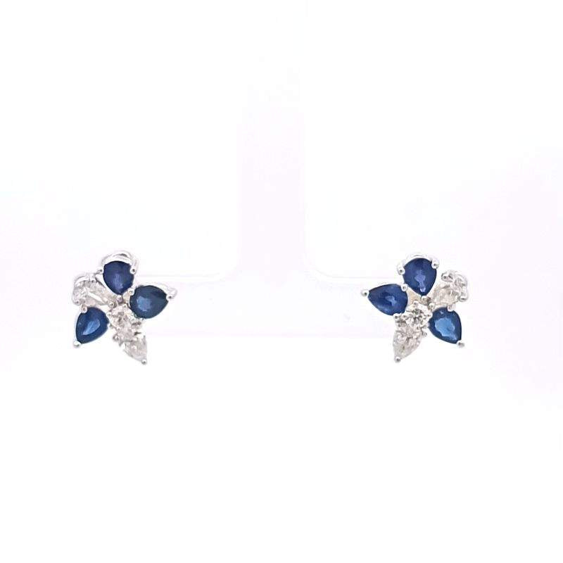 Ruchi New York, 18K Sapphire And Diamond Mix Cut Stones Stud Earrings