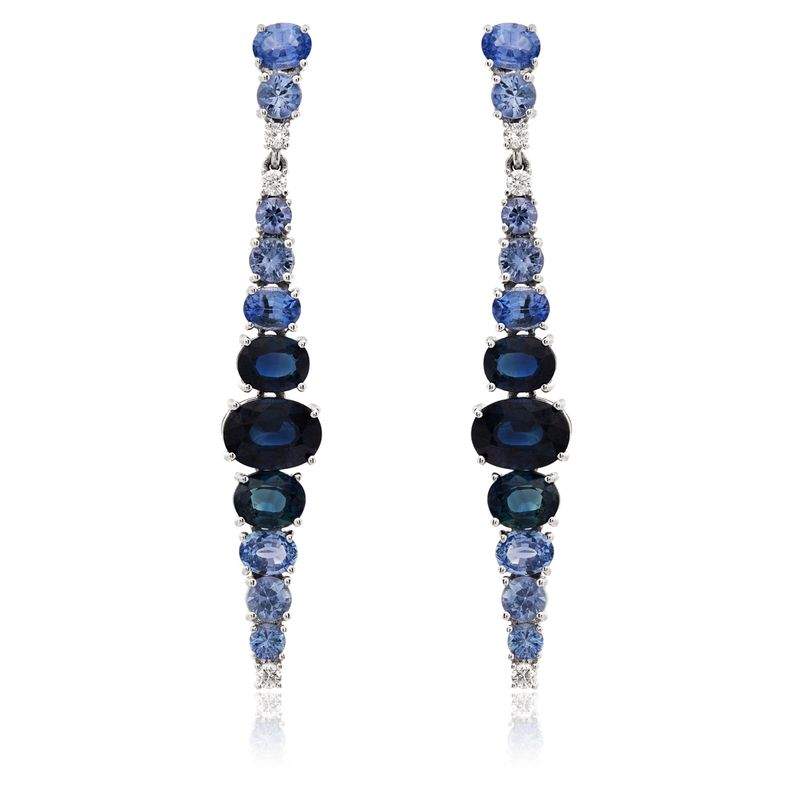 Ruchi New York, 18K Sapphire And Diamond Dangle Line Earrings