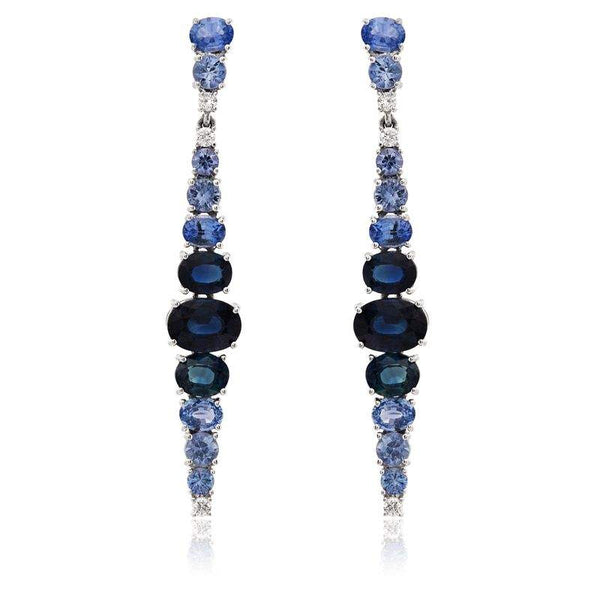 Ruchi New York, 18K Sapphire And Diamond Dangle Line Earrings