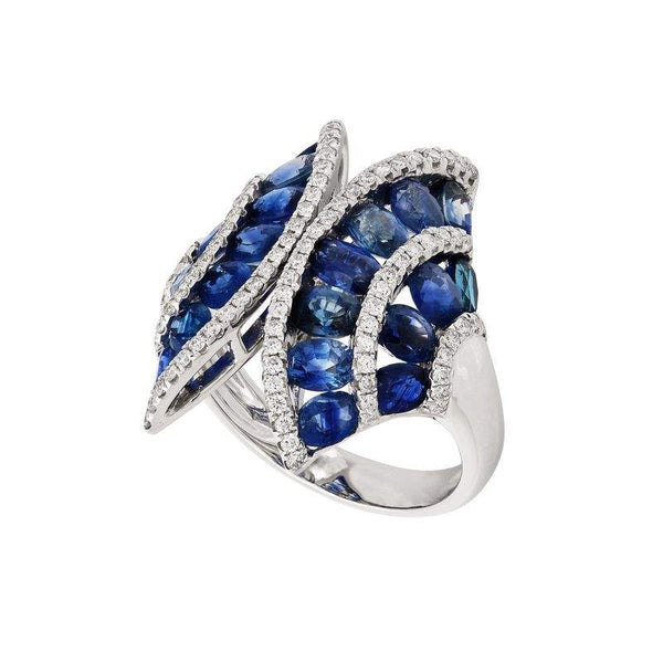 Ruchi 18K Midnight Blue Diamond And Sapphire Fan Ring
