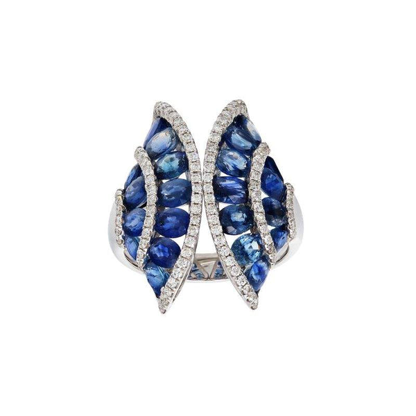 Ruchi 18K Midnight Blue Diamond And Sapphire Fan Ring