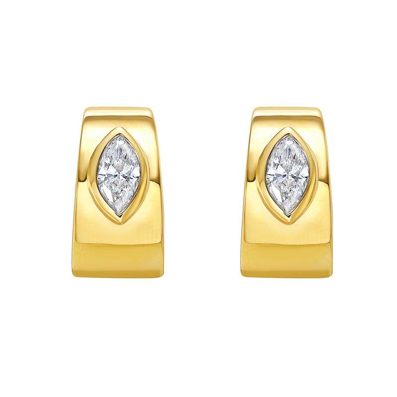 Ruchi of NY, 18K Bezel Set Marquise Huggie Earrings