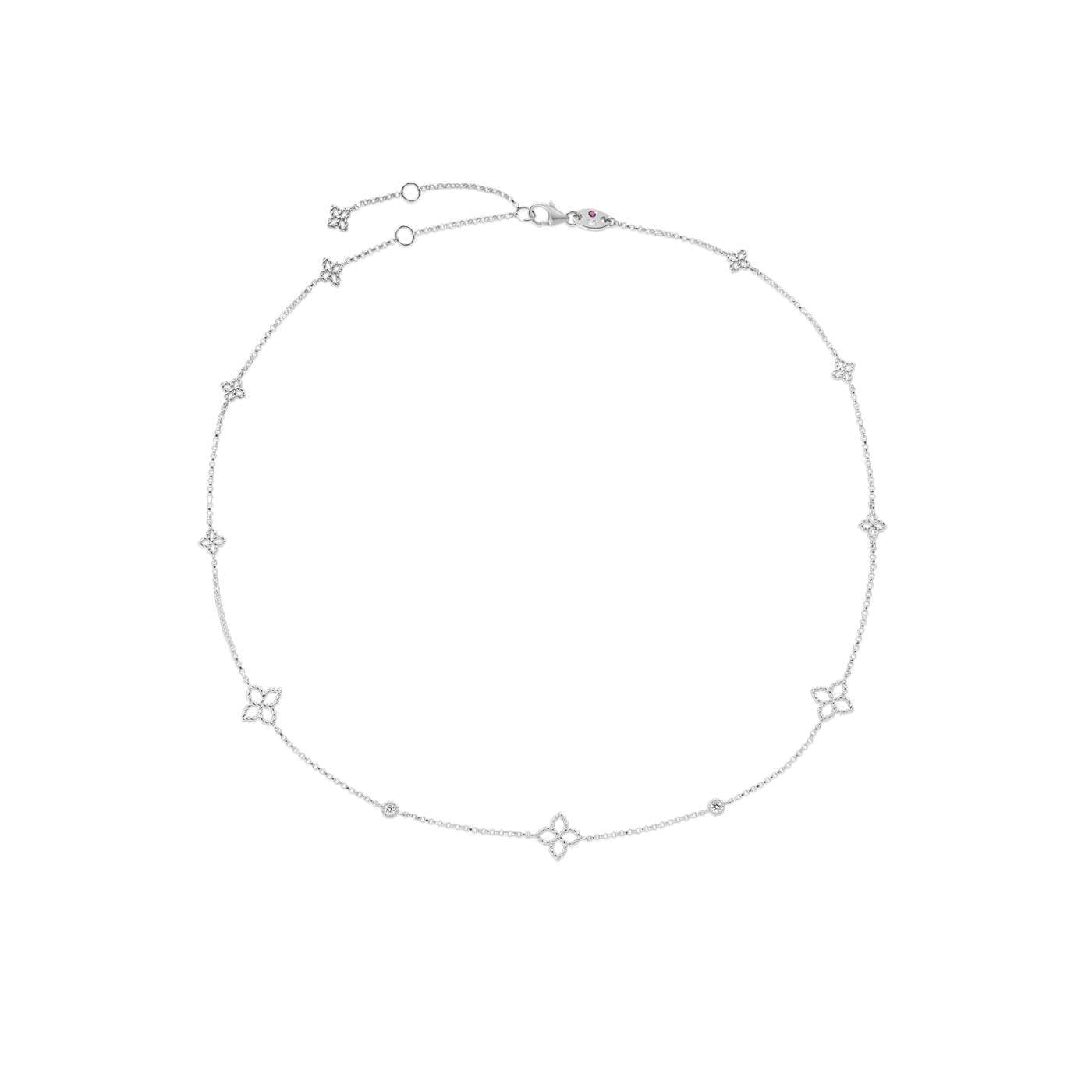 Roberto Coin 18K Diamond Principessa Diamond And Flower Station Necklace