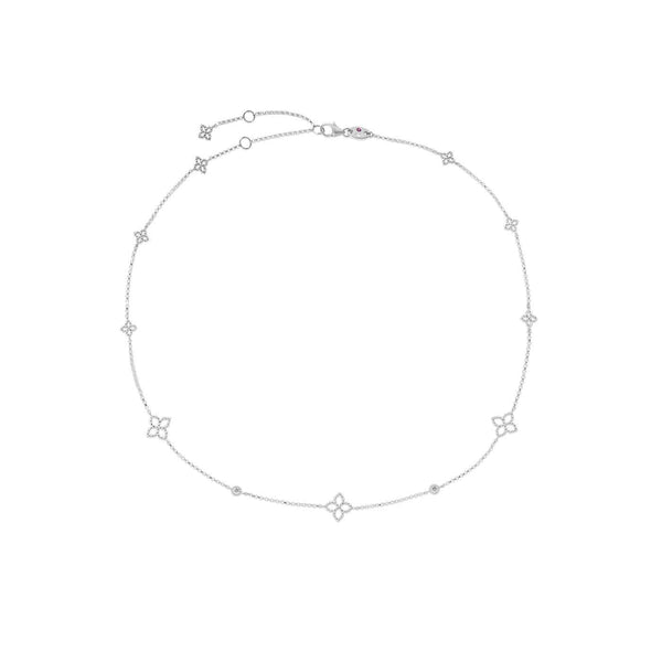 Roberto Coin 18K Diamond Principessa Diamond And Flower Station Necklace