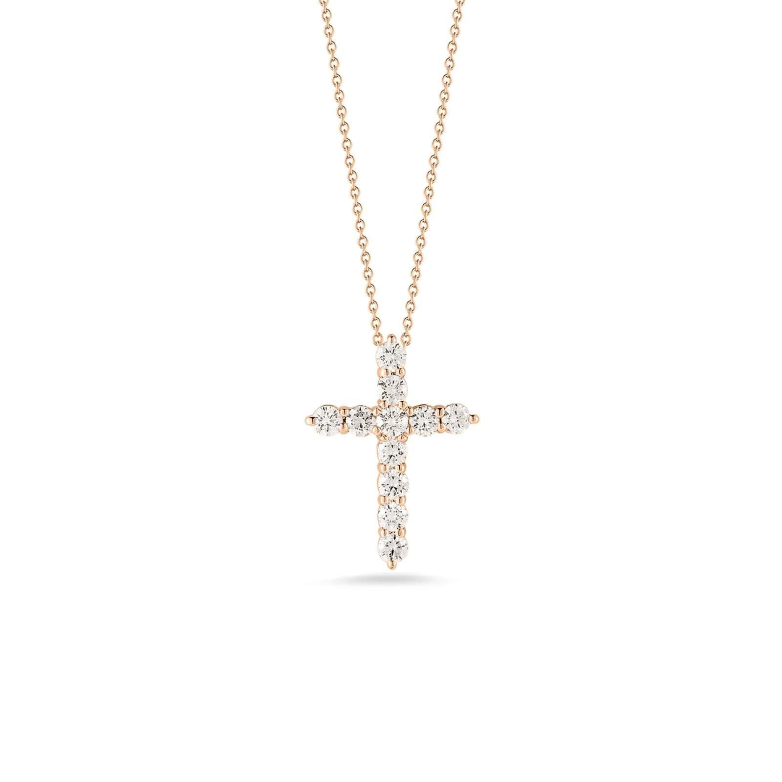 Roberto Coin 18K Tapered Diamond Cross Necklace
