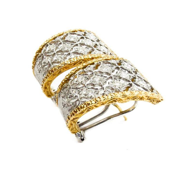 18K Filigree J Post Diamond Earrings