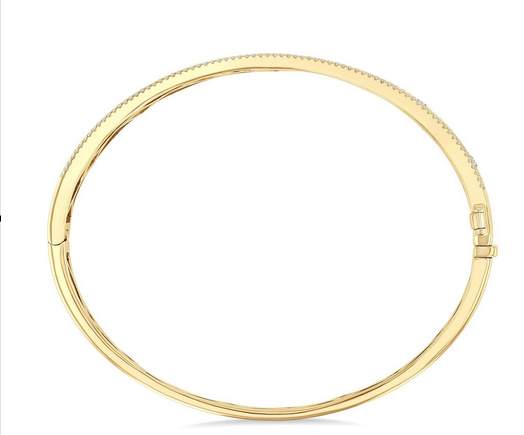 14K Yellow Gold Flush set Diamond Fashion Bangle