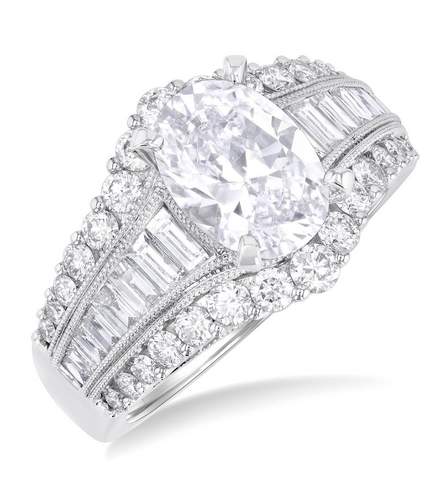 14K White Gold Diamond Semi Mounting Ring, NO Center stone