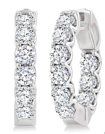 14K Diamond Inside Out Hoop Earrings = ~3.00 Ctw, 21mm