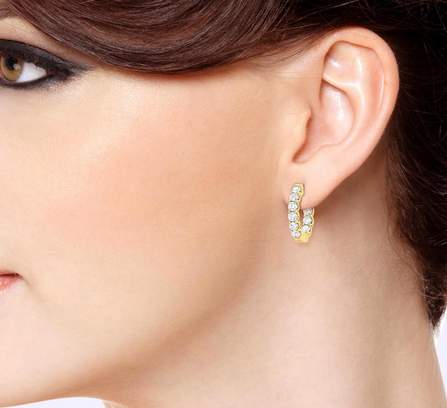 14K Diamond Inside Out Hoop Earrings = ~3.00 Ctw