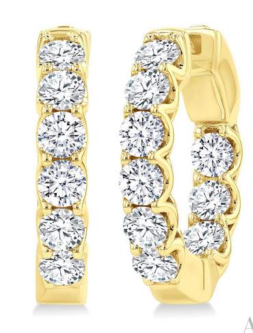 14K Diamond Inside Out Hoop Earrings = ~3.00 Ctw