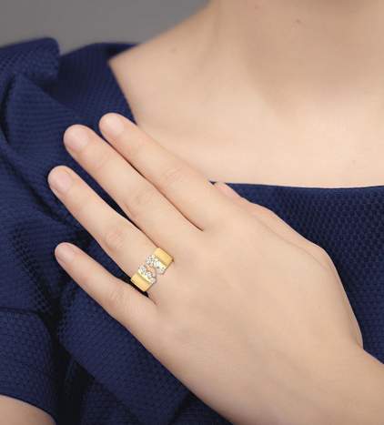 14K Yellow Gold Mix Cut Diamond Open Ring Diamond= ~0.75 Ctw