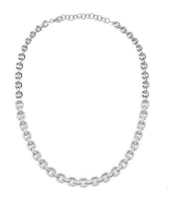 18K Couture Baguette And Round Link Diamond Necklace