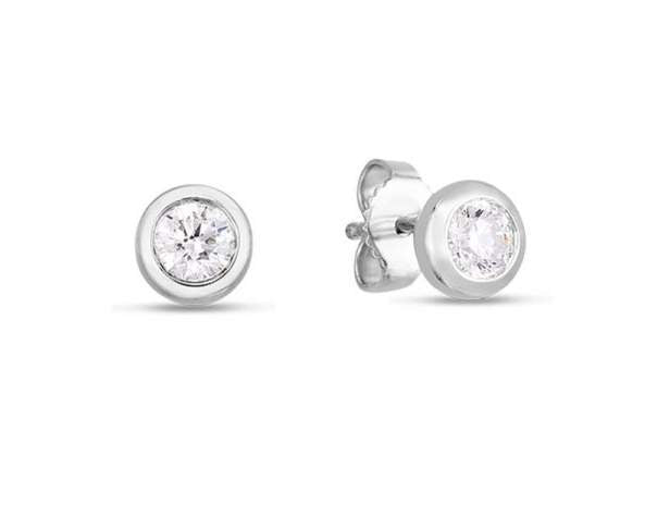 Roberto Coin  18K Classic Diamond Bezel Stud Earrings