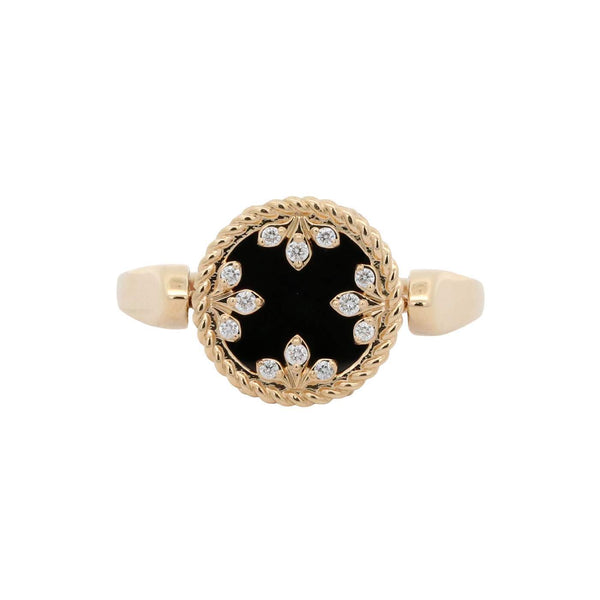 Roberto Coin 18k Yellow Gold Diamond, Black Jade And MOP Reversible Small Medallion Ring.