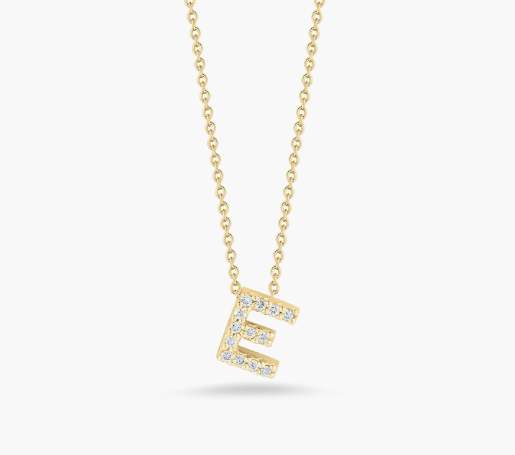 Roberto Coin 18K Tiny Treasures Diamond Love Letter Necklace "E"